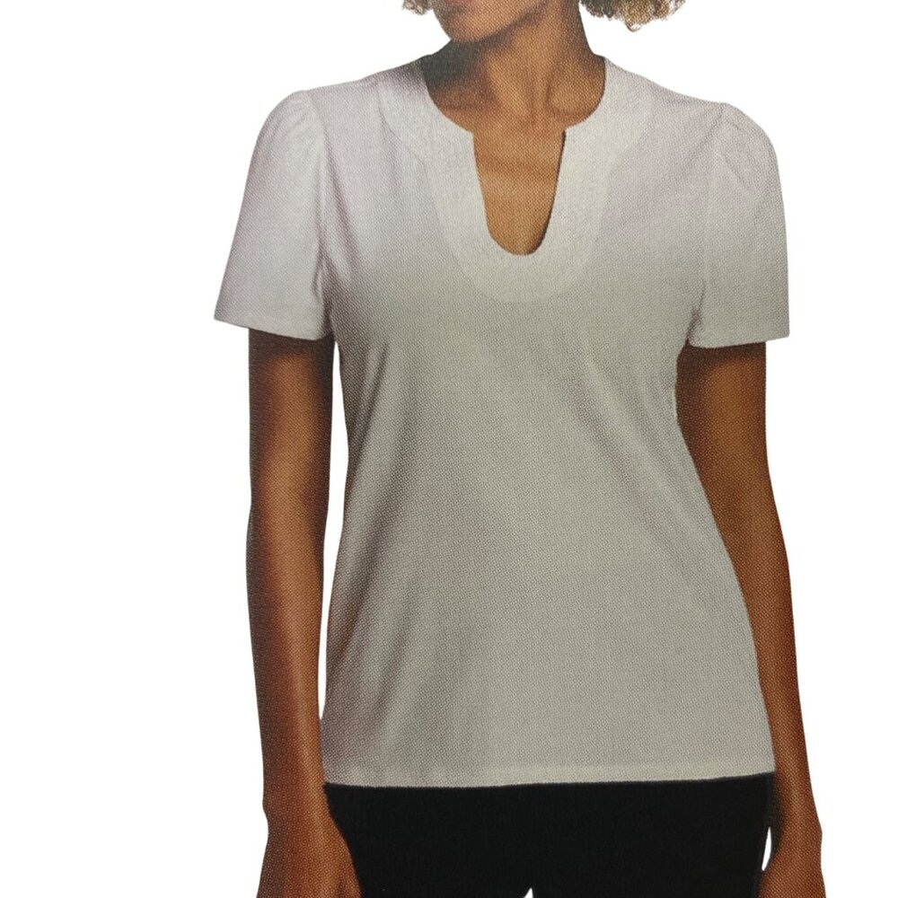 RAFAELLA $59 LADIES V-NECK KNIT SHORT SLEEVE TOP MD NEW WITH TAG